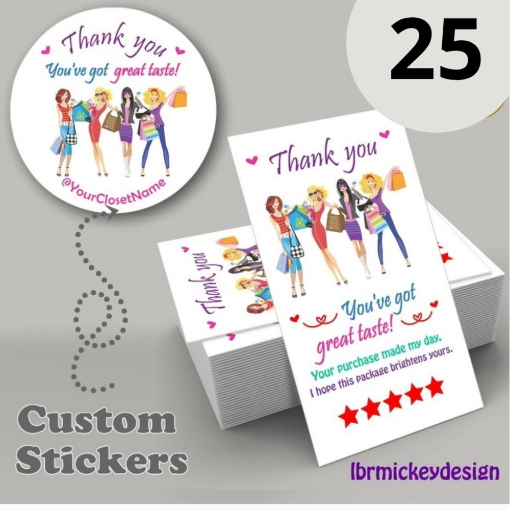 25 Thank you cards & 25 Stickers